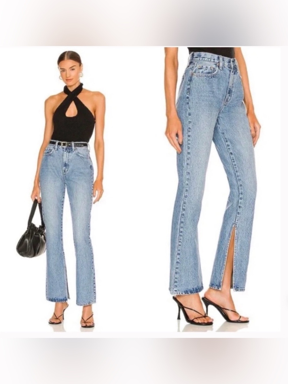 Pistola Alexa High Rise Slim Flare with Slit Hem Jeans in Burke